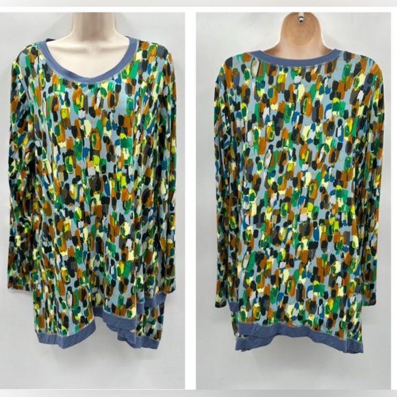 LOGO By Lori Goldstein abstract casual comfy woman stretch plus size tunic 1X - Picture 1 of 11